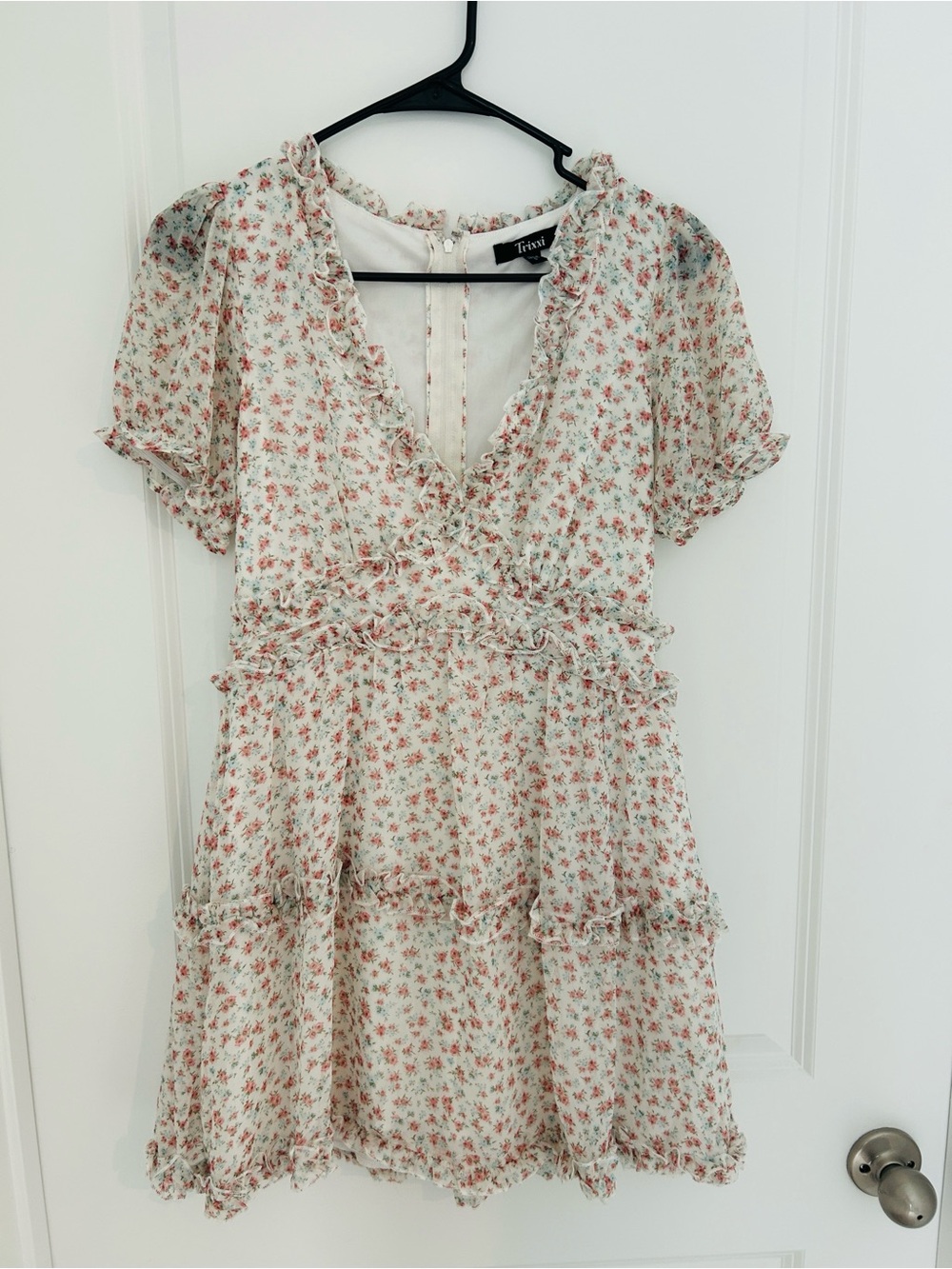 Cream Mini Dress with Pink Floral Print